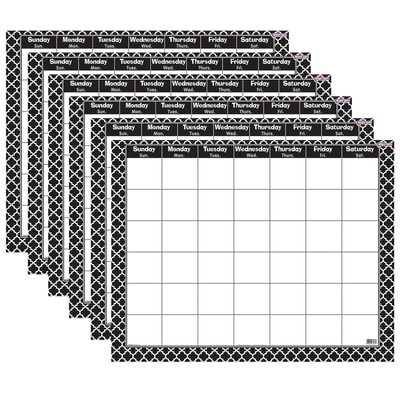 TREND Moroccan Black Wipe-Off Calendar, Monthly, Pack of 6 (T-27023-6)