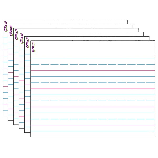 TREND Handwriting Paper Wipe-Off Chart Laminated Paper Dry-Erase Whiteboard, 17 x 22, Pack of 6 (T-27307-6)