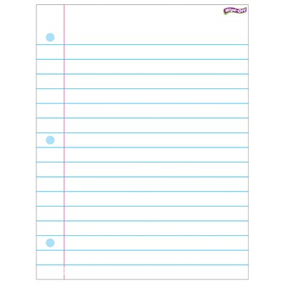Trend Enterprises Notebook Paper Wipe-Off Chart Laminated Paper Dry-Erase Whiteboard, 17 x 22, 6/B