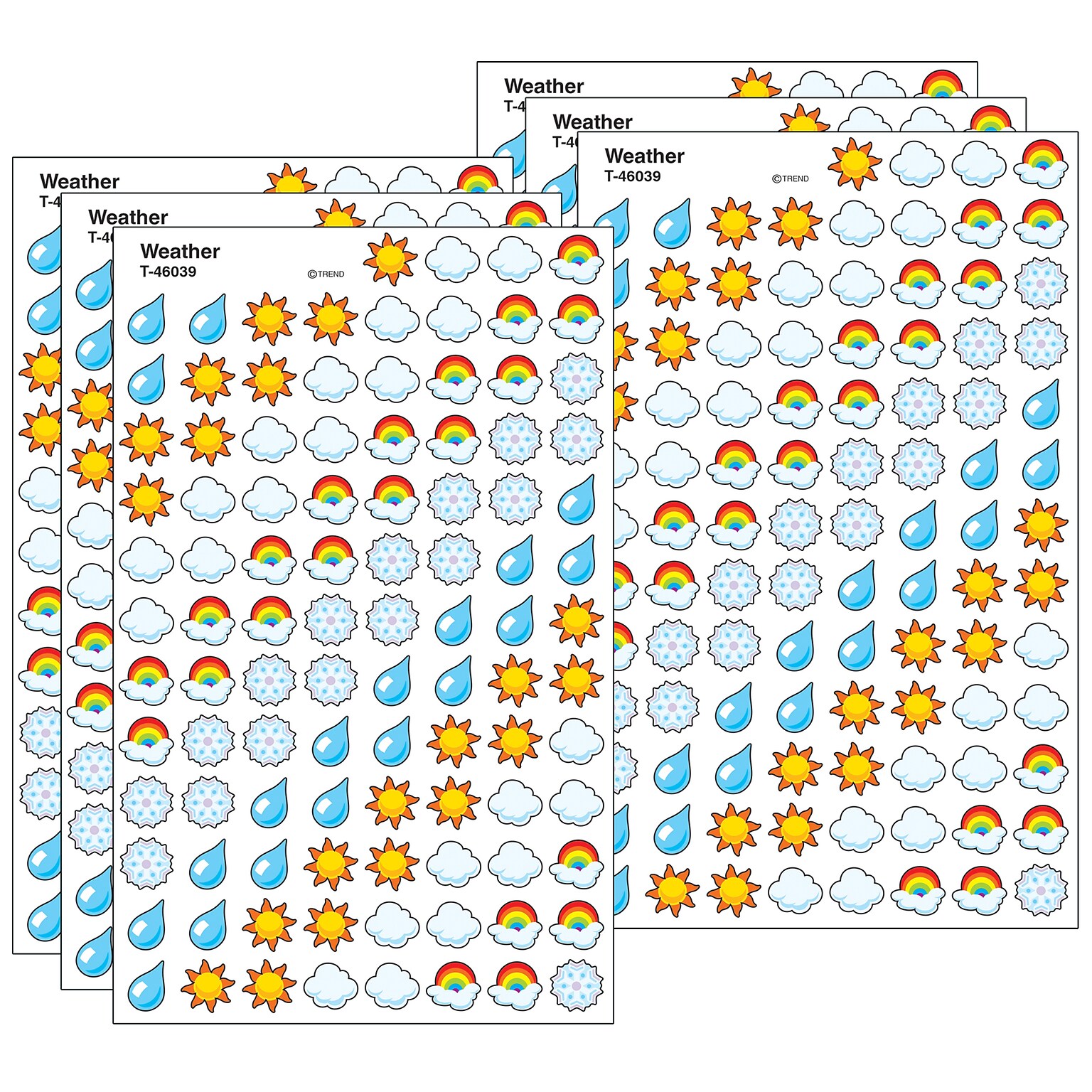 TREND Weather superShapes Stickers, Multicolored, 800 Per Pack, 6 Packs (T-46039-6)