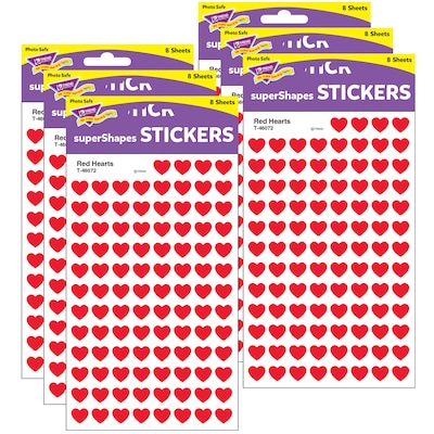 TREND Red Hearts superShapes Stickers, 800 Per Pack, 6 Packs (T-46072-6)