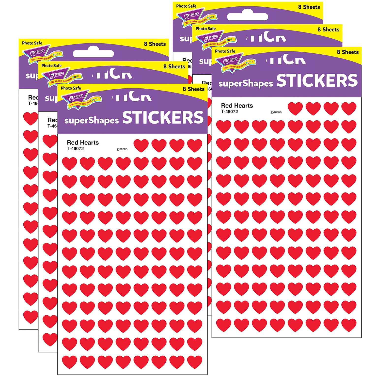 TREND Red Hearts superShapes Stickers, 800 Per Pack, 6 Packs (T-46072-6)