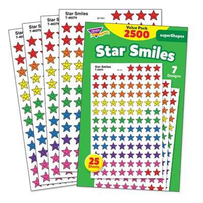 TREND Star Smiles superShapes Stickers Value Pack, 2500 Per Pack, 3 Packs (T-46917-3)