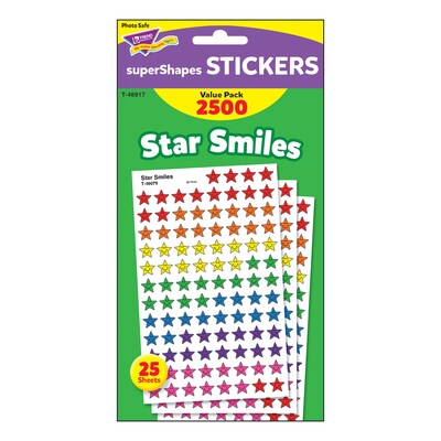 TREND Star Smiles superShapes Stickers Value Pack, 2500 Per Pack, 3 Packs (T-46917-3)