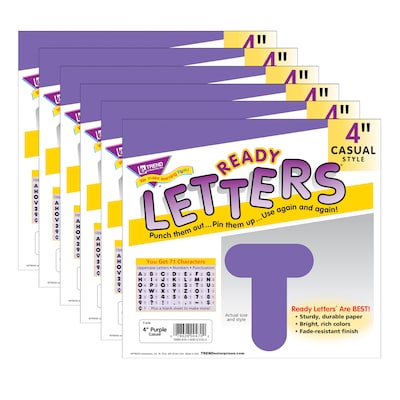 TREND 4" Casual Uppercase Ready Letters, Purple, 71/Pack, 6 Packs (T-470-6)