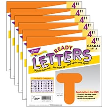 TREND 4 Casual Uppercase Ready Letters, Orange, 71/Pack, 6 Packs (T-475-6)