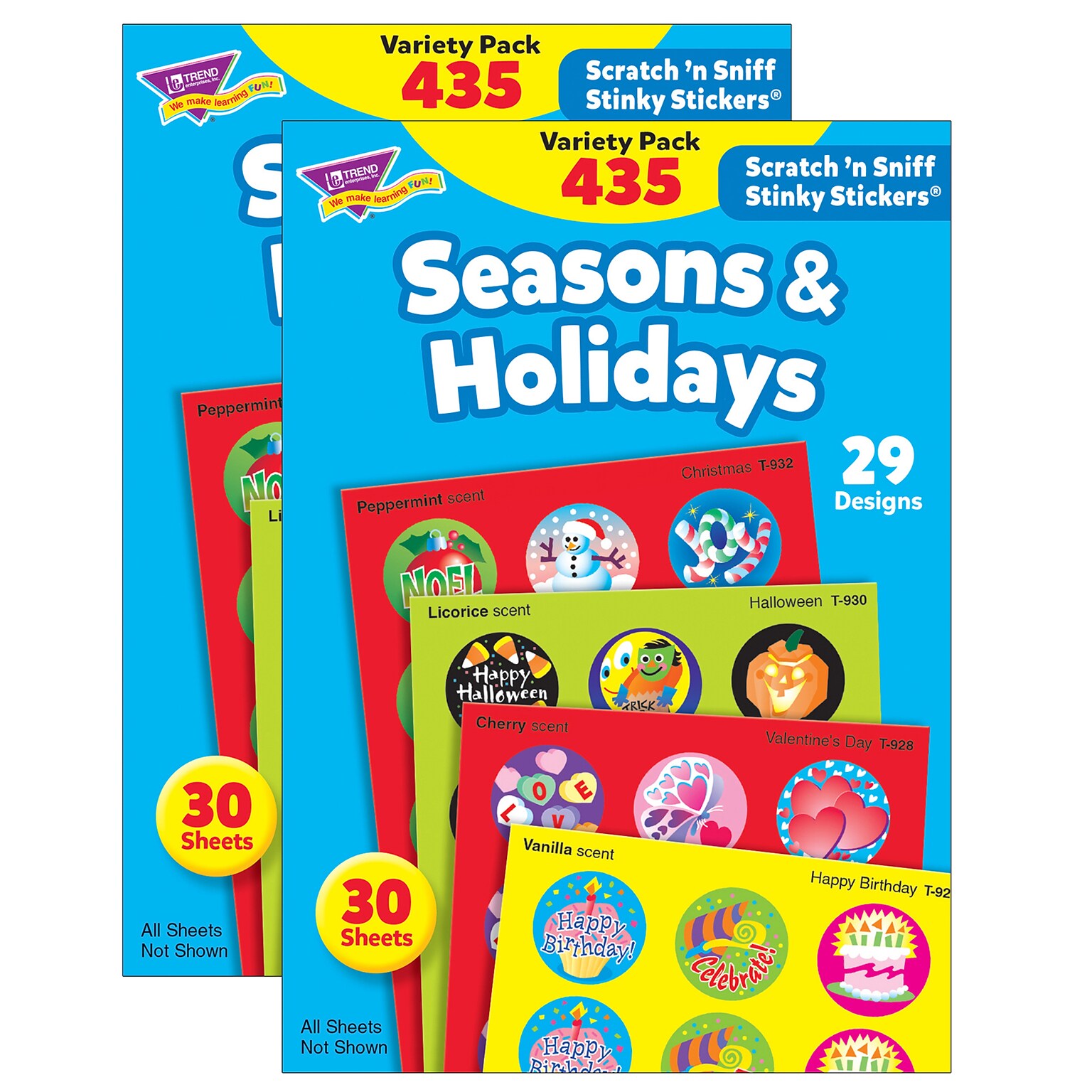 TREND Seasons & Holidays Stinky Stickers Variety Pack, 435 Per Pack, 2 Packs (T-580-2)