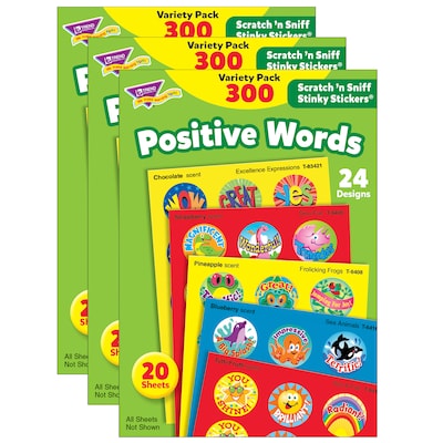 TREND Positive Words Stinky Stickers Variety Pack, 300 Per Pack, 3 Packs (T-6480-3)