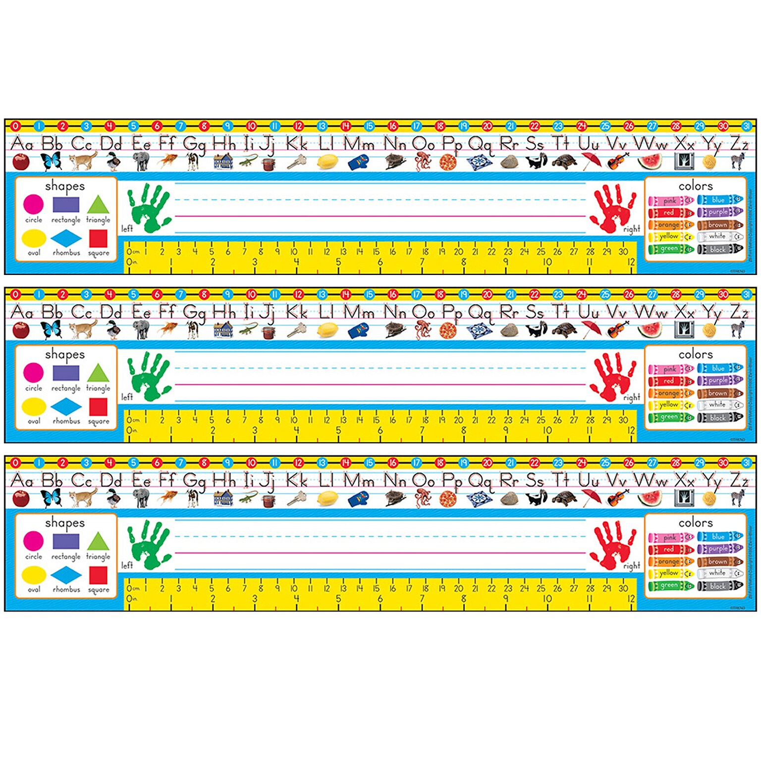 TREND Zaner-Bloser Desk Toppers Reference Name Plates, PreK-1, 3.75 x 18, 36 Per Pack, 3 Packs (T-69401-3)