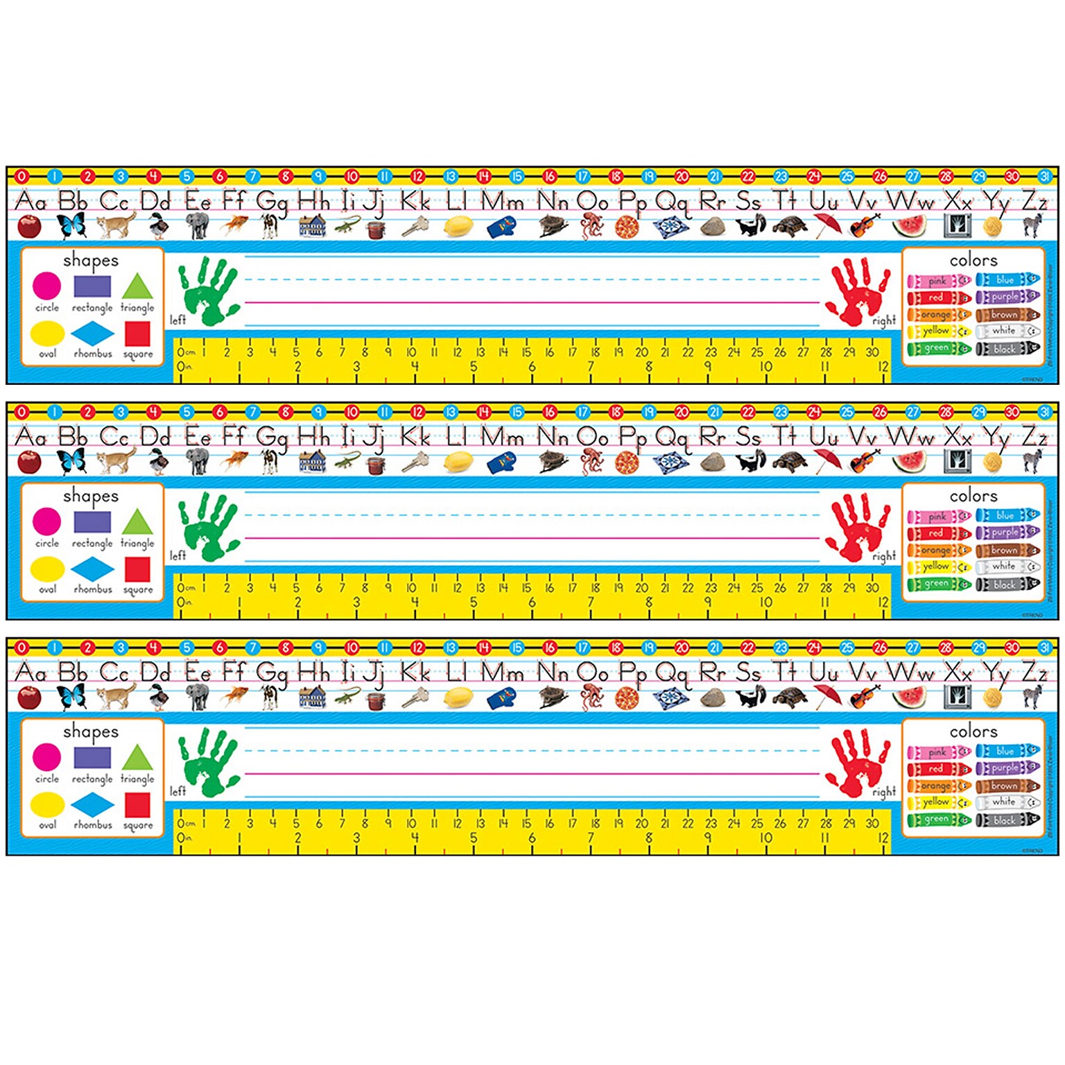 TREND Zaner-Bloser Desk Toppers Reference Name Plates, PreK-1, 3.75 x 18, 36 Per Pack, 3 Packs (T-69401-3)