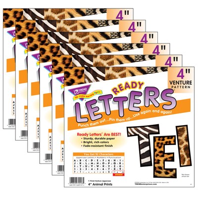 TREND 4" Venture Uppercase Ready Letters®, Animal Prints, 92 Per Pack, 6 Packs (T-79248-6)