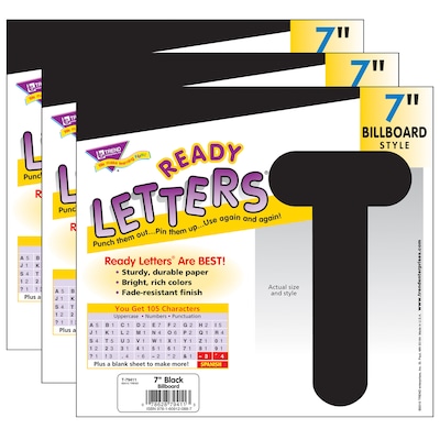 TREND 7 Billboard Uppercase Ready Letters, Black, 105/Pack, 3 Packs (T-79411-3)