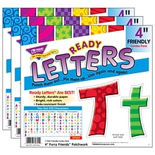 TREND 4 Patchwork Furry Friends Friendly Combo Ready Letters, Multicolored, 225/Pack, 3 Packs (T-79