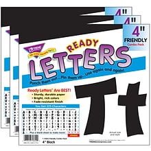 TREND 4 Friendly Combo Ready Letters, Black, 225/Pack, 3 Packs (T-79802-3)