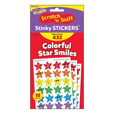 TREND Colorful Star Smiles Stinky Stickers® Variety Pack, 432 Per Pack, 3 Packs (T-83904-3)