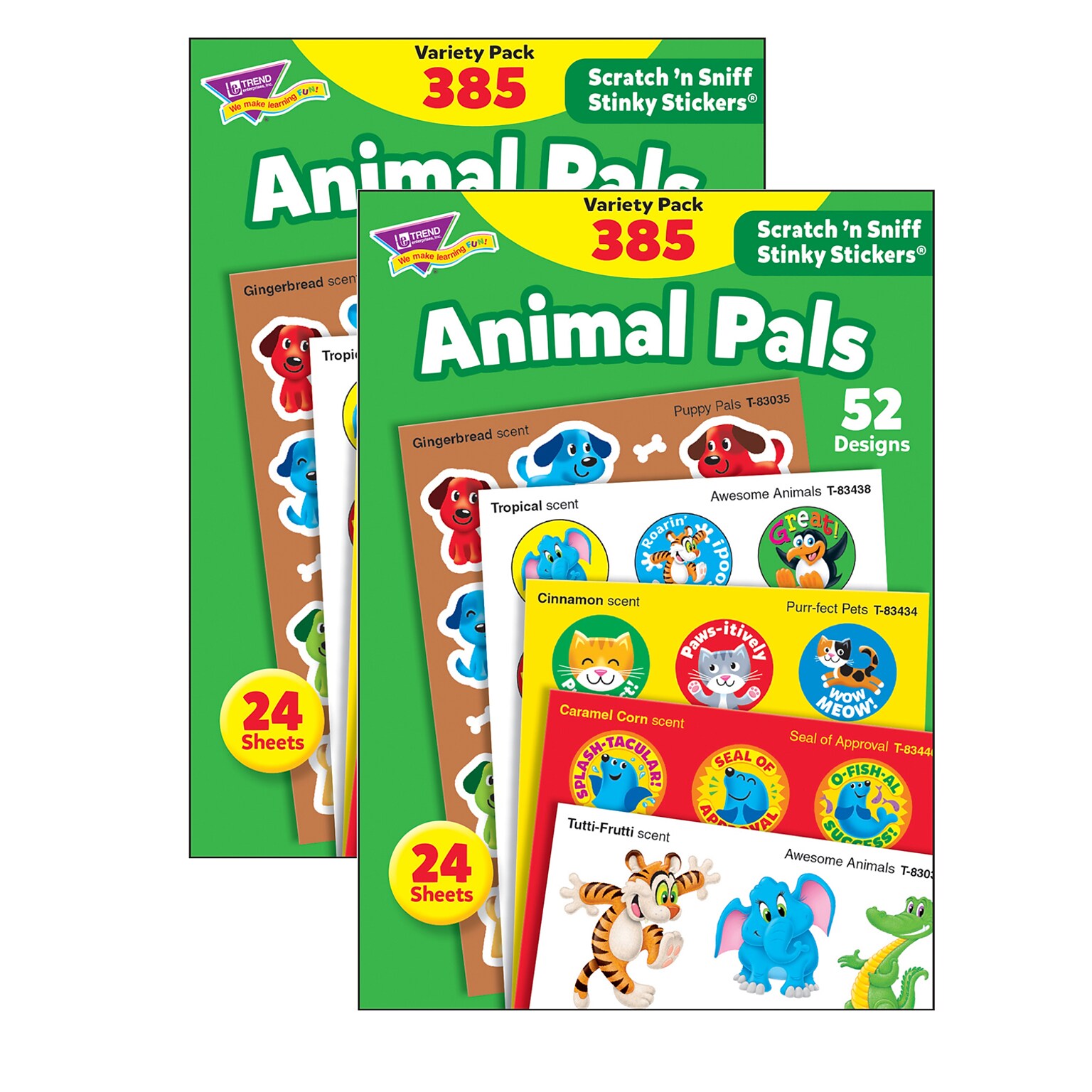 TREND Animal Pals Stinky Stickers® Variety Pack, 385 Per Pack, 2 Packs (T-83915-2)