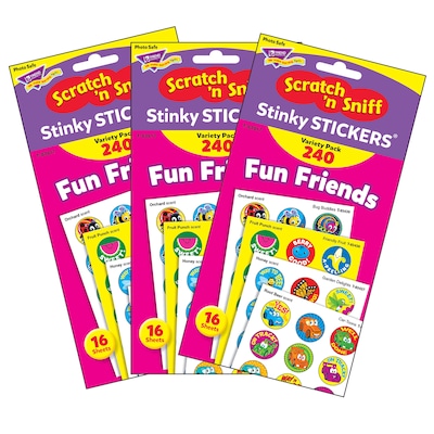 TREND Fun Friends Stinky Stickers Variety Pack, 240 Per Pack, 3 Packs (T-83917-3)