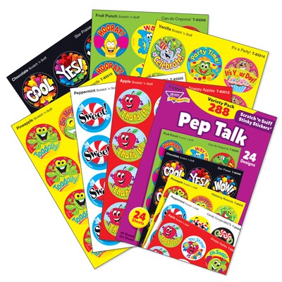 TREND Pep Talk Stinky Stickers® Variety Pack, Multicolored, 288 Per Pack, 2 Packs (T-83920-2)