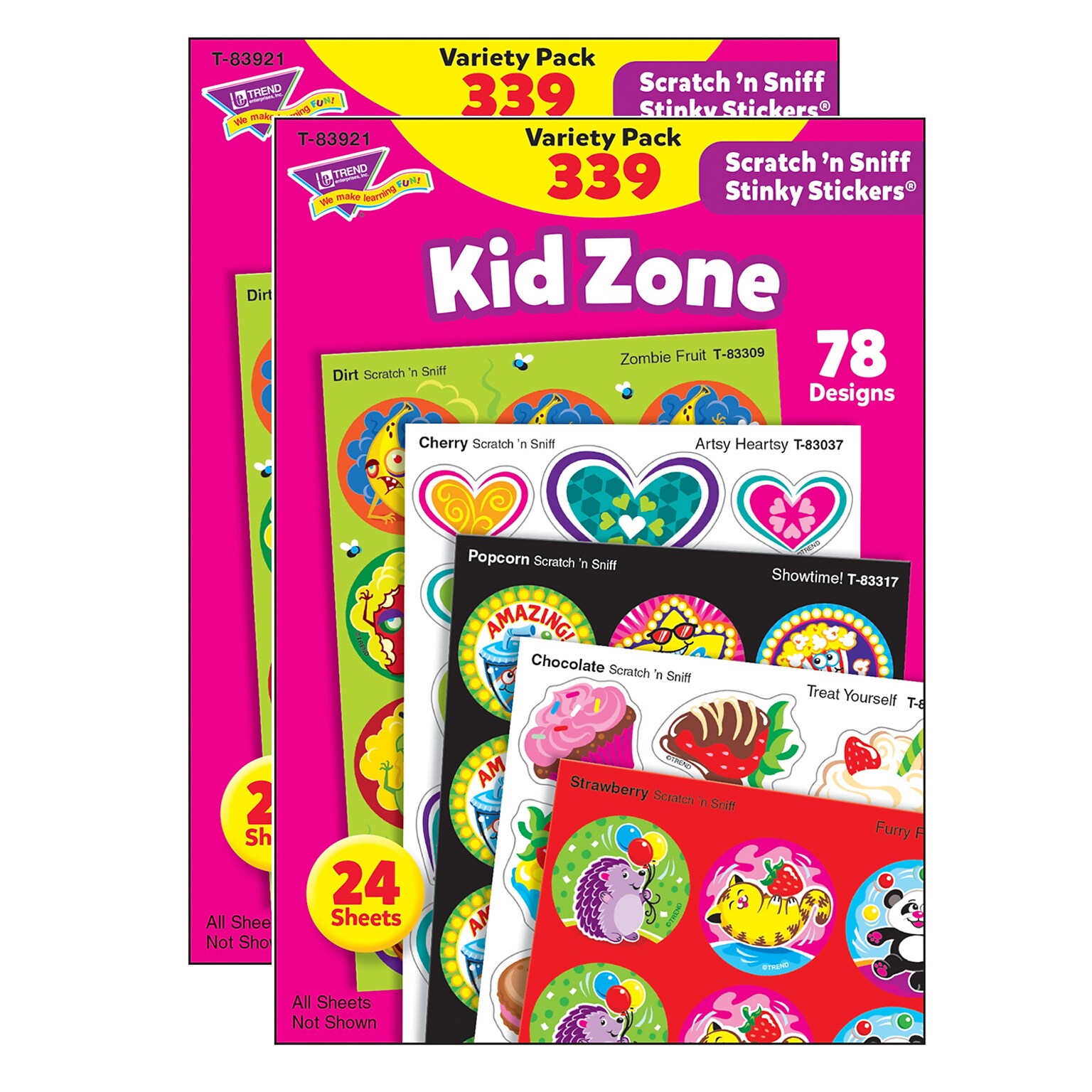 Trend Enterprises Kid Zone Stinky Stickers Variety Pack, Multicolored, 339/Pack, 2 Packs/Bundle (T-83921-2)