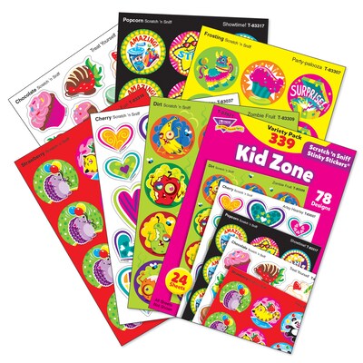 Trend Enterprises Kid Zone Stinky Stickers Variety Pack, Multicolored, 339/Pack, 2 Packs/Bundle (T-8