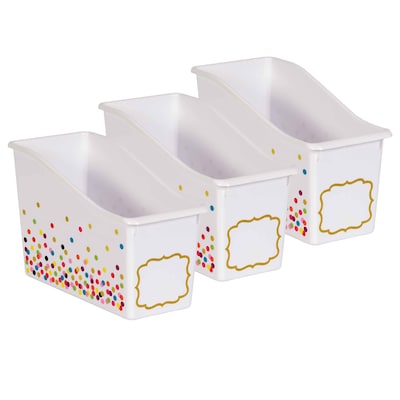 Teacher Created Resources® Plastic Confetti Book Bin, 5.5 x 11.38 x 7.5, Multicolored, Pack of 3