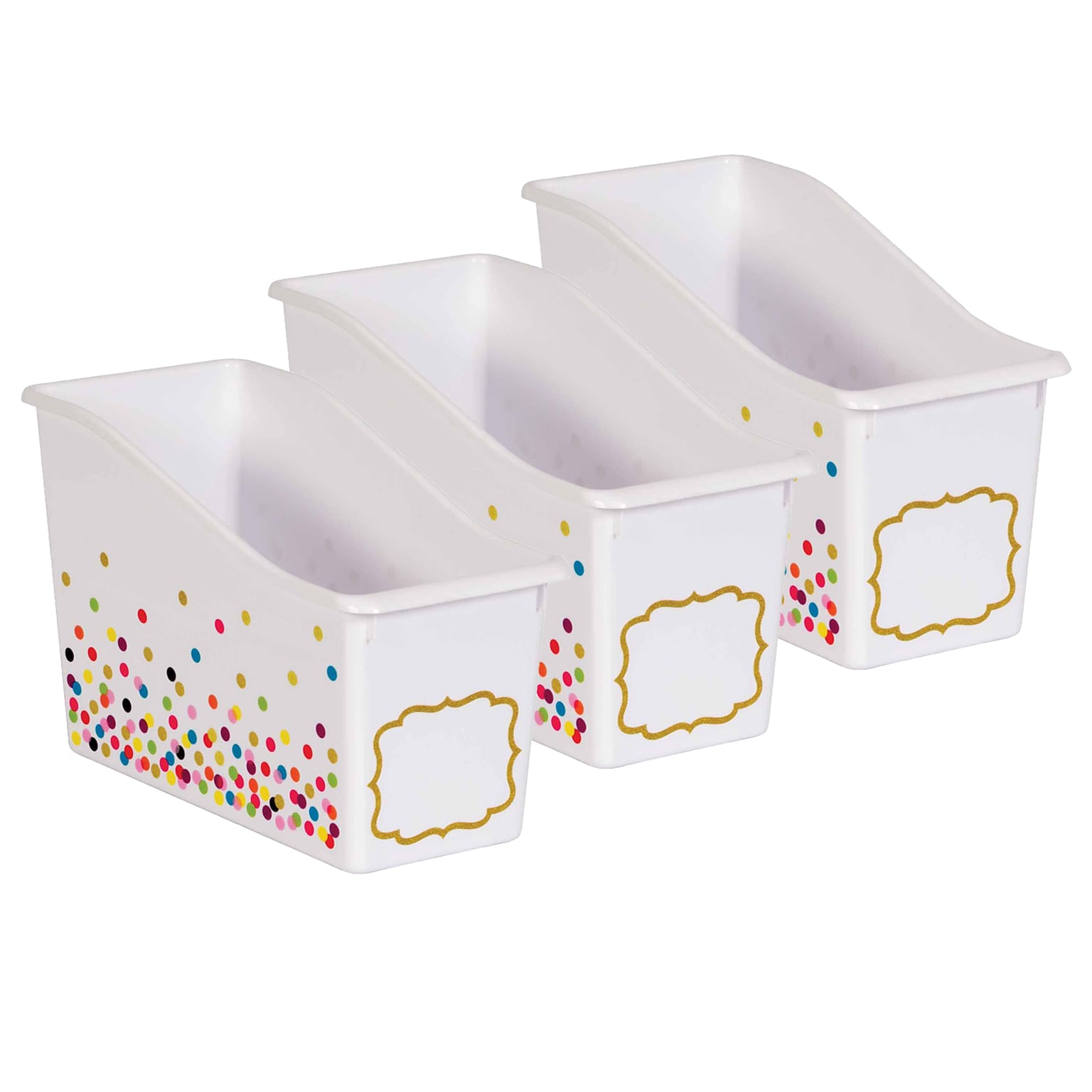 Teacher Created Resources® Plastic Confetti Book Bin, 5.5 x 11.38 x 7.5, Multicolored, Pack of 3 (TCR20335-3)