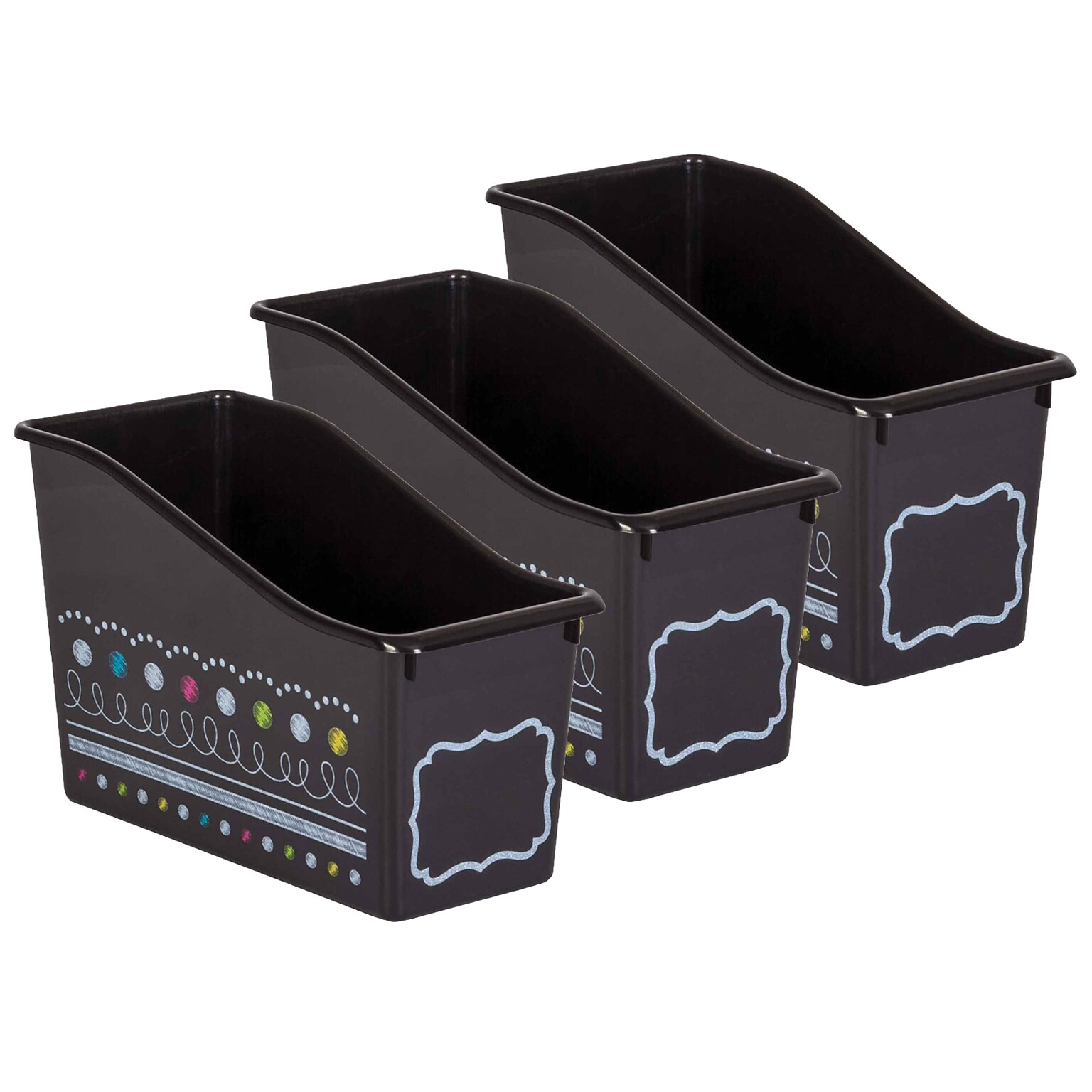 Teacher Created Resources Plastic Chalkboard Brights Book Bin, 5.5 x 11.38 x 7.5, Multicolored, 3/Bundle (TCR20341-3)
