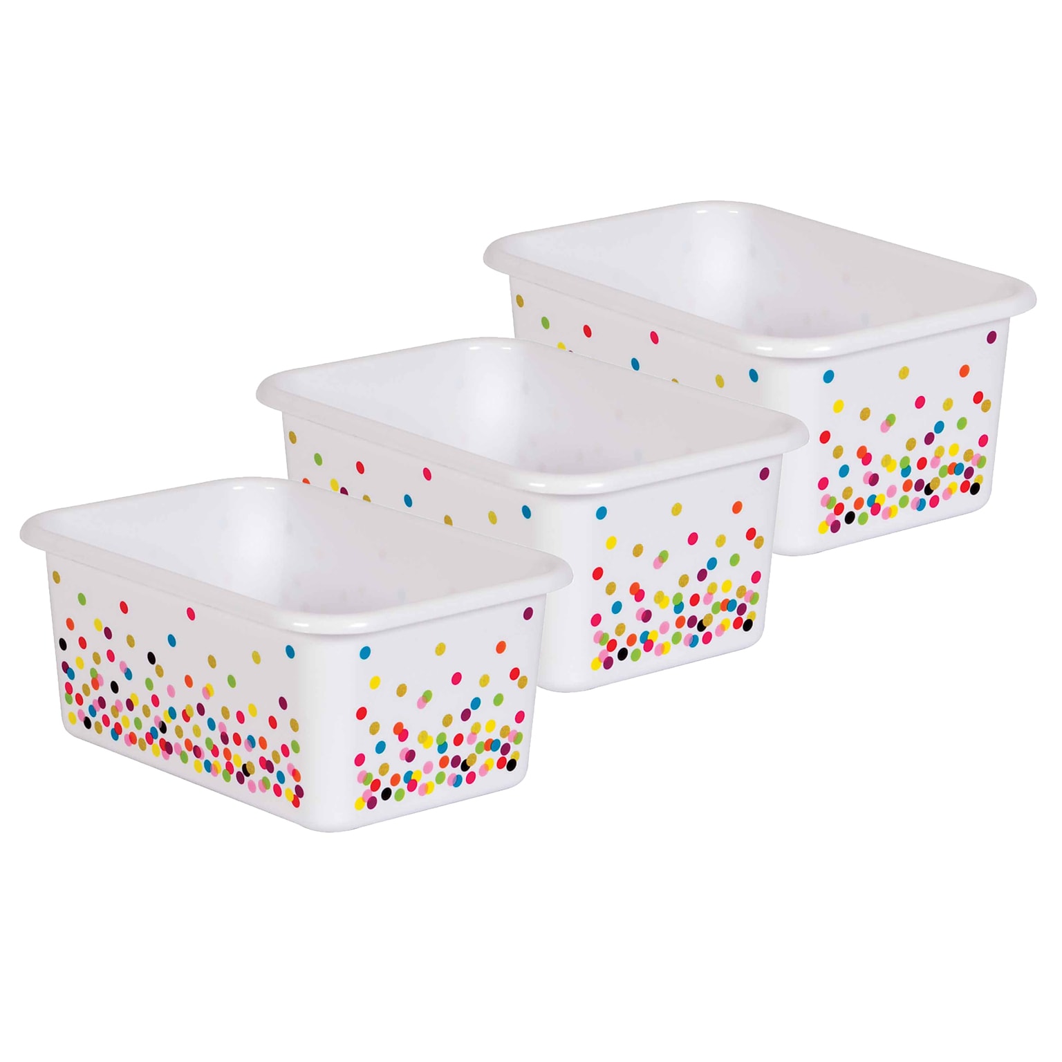 Teacher Created Resources Plastic Small Confetti Storage Bin, 7.75 x 11.38 x 5, Multicolored, Pack of 3 (TCR20888-3)