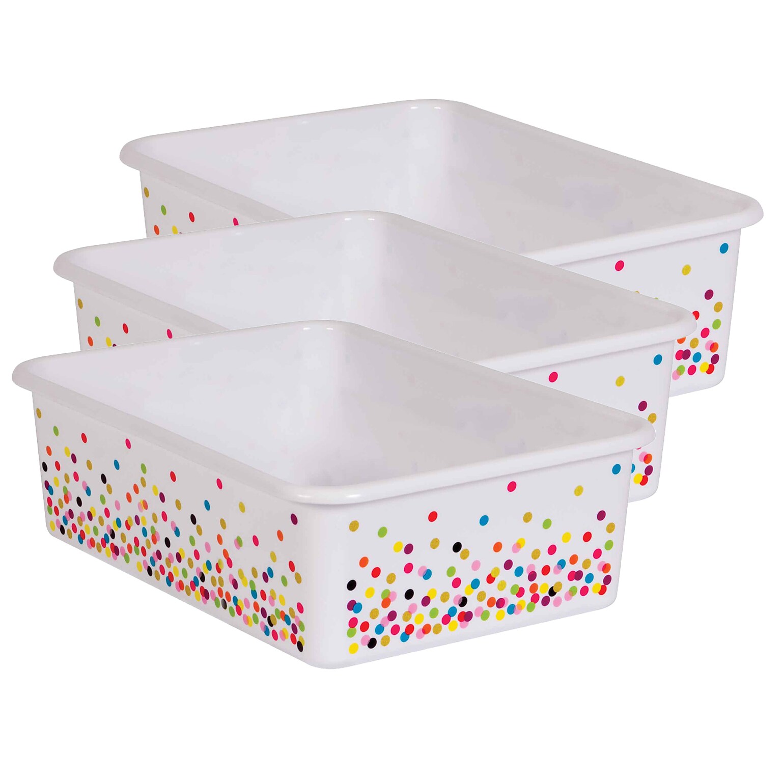 Teacher Created Resources Plastic Large Confetti Storage Bin, 11.5 x 16.25 x 5, Multicolored, 3/Bundle (TCR20895-3)