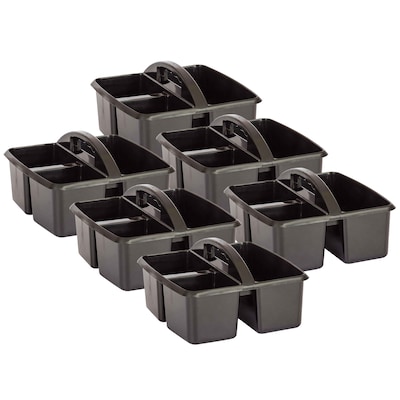 Teacher Created Resources® Plastic Storage Caddy, 9 x 9.25 x 5.25, Black, Pack of 6 (TCR20902-6)