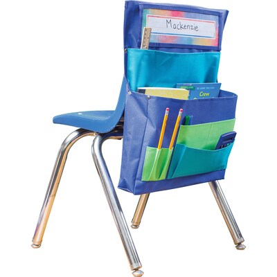 Teacher Created Resources Canvas Chair Pocket, 15.5" x 18", Blue, Teal & Lime, Pack of 2 (TCR20970-2)