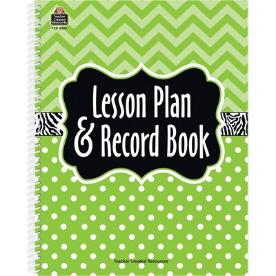 Teacher Created Resources 40 Week, Lime Chevrons and Dots Lesson Plan & Record Book, 8.5 x 11, Pac