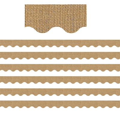 Teacher Created Resources Burlap Design Scalloped Border Trim, 35 Feet Per Pack, 6 Packs (TCR3552-6)