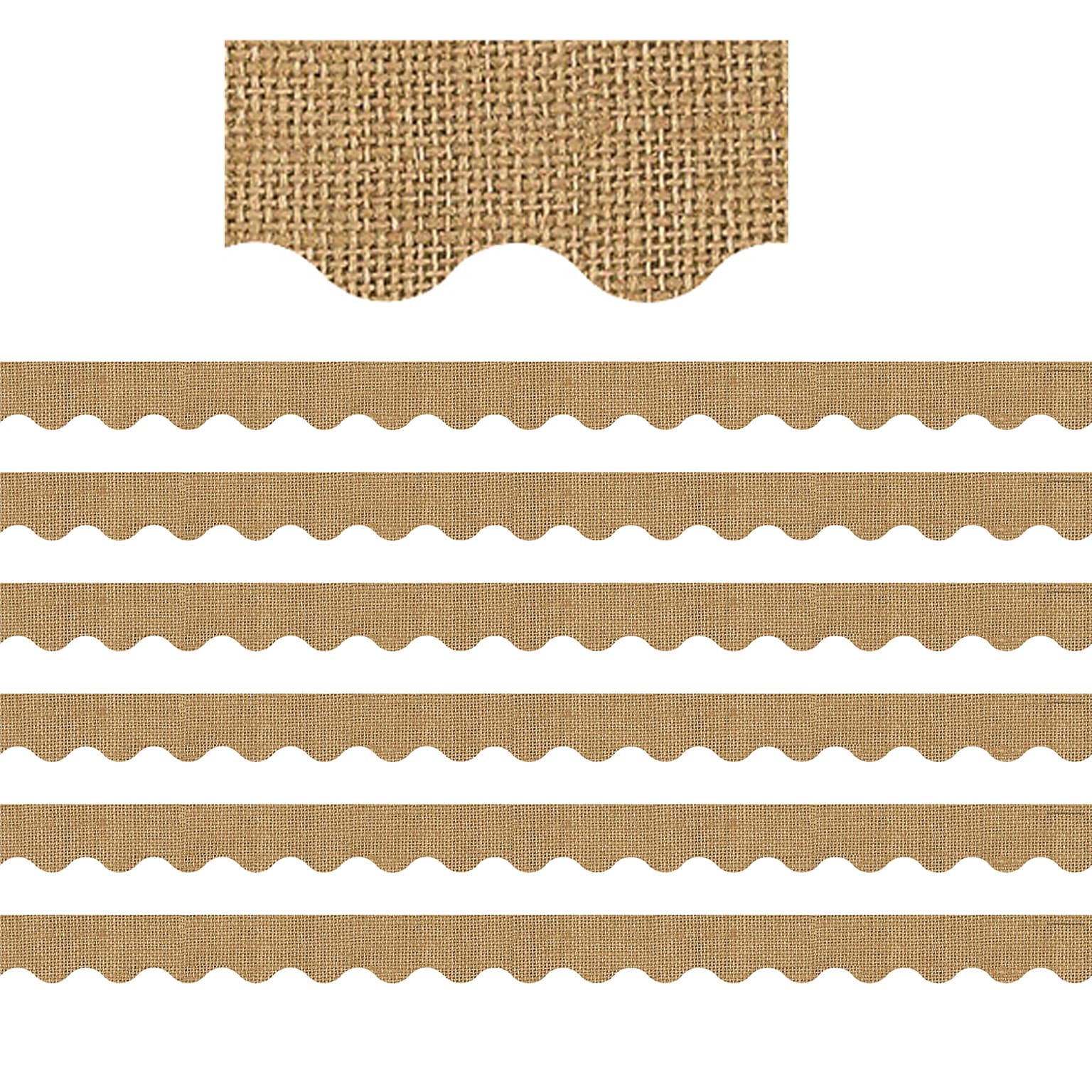 Teacher Created Resources Burlap Design Scalloped Border Trim, 35 Feet Per Pack, 6 Packs (TCR3552-6)