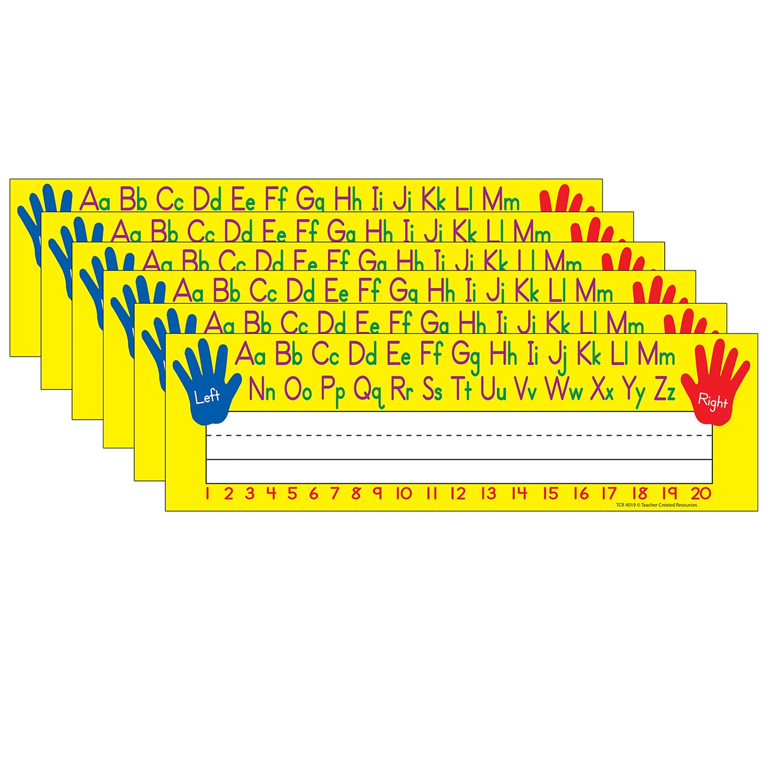 Teacher Created Resources Left/Right Alphabet Name Plates, 3.5 x 11.5, 36 Per Pack, 6 Packs (TCR4019-6)