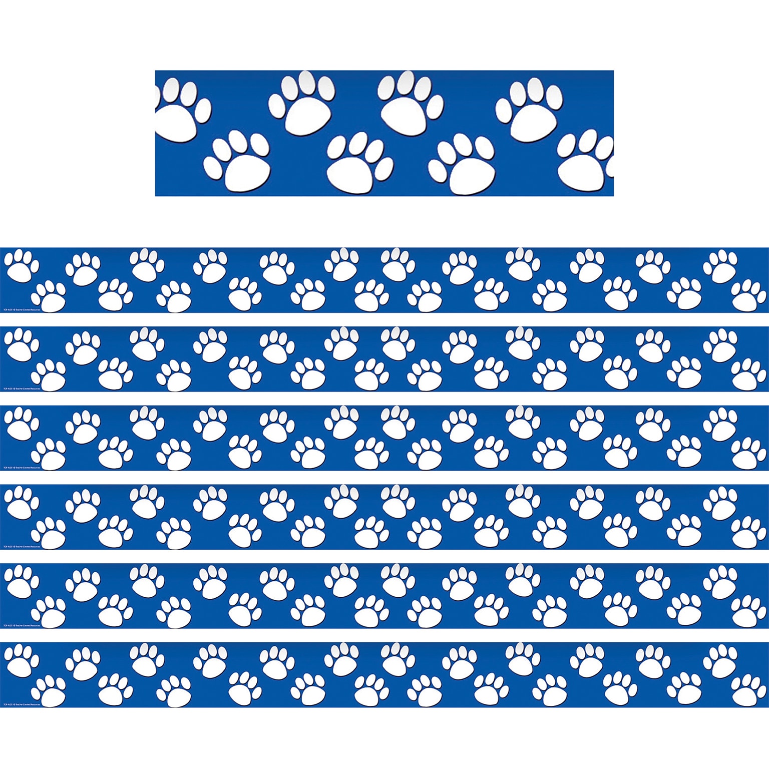 Teacher Created Resources Blue with White Paw Prints Border Trim, 35 Feet Per Pack, 6 Packs (TCR4620-6)