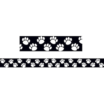 Teacher Created Resources Black with White Paw Prints Border Trim, 35 Feet Per Pack, 6 Packs (TCR4642-6)
