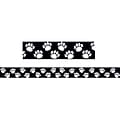 Teacher Created Resources Black with White Paw Prints Border Trim, 35 Feet Per Pack, 6 Packs (TCR464