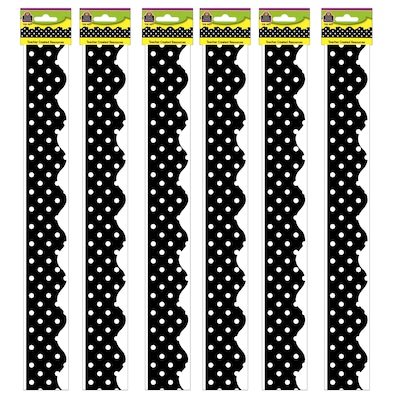 Teacher Created Resources Black Mini Polka Dots Border Trim, 35 Feet Per Pack, 6 Packs (TCR4671-6)