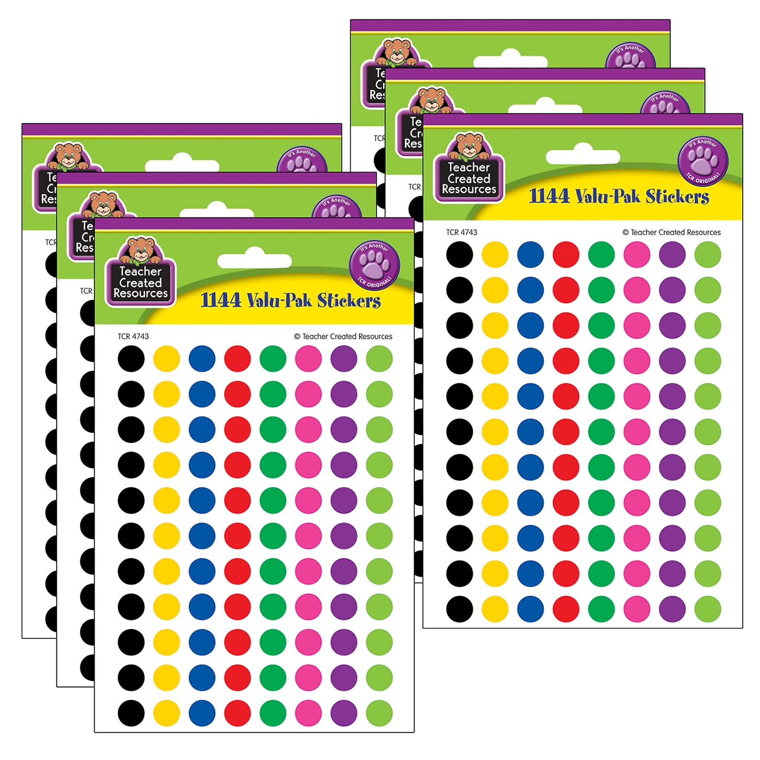 Teacher Created Resources Mini Colorful Circles Valu-Pak Stickers, 1144 Per Pack, 6 Packs (TCR4743-6)