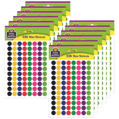 Teacher Created Resources Colorful Circles Mini Stickers, 3/8 Diameter, 528 Per Pack, 12 Packs (TCR