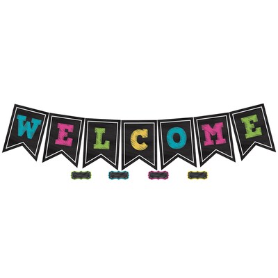 Teacher Created Resources Chalkboard Brights Pennants Welcome Bulletin Board Display, Pack of 2 (TCR5614-2)