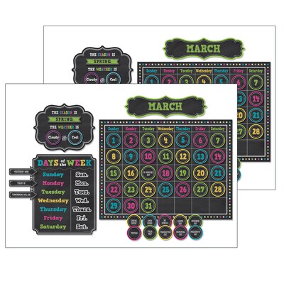 Teacher Created Resources Chalkboard Brights Calendar Bulletin Board Display Set, Pack of 2 (TCR5615-2)