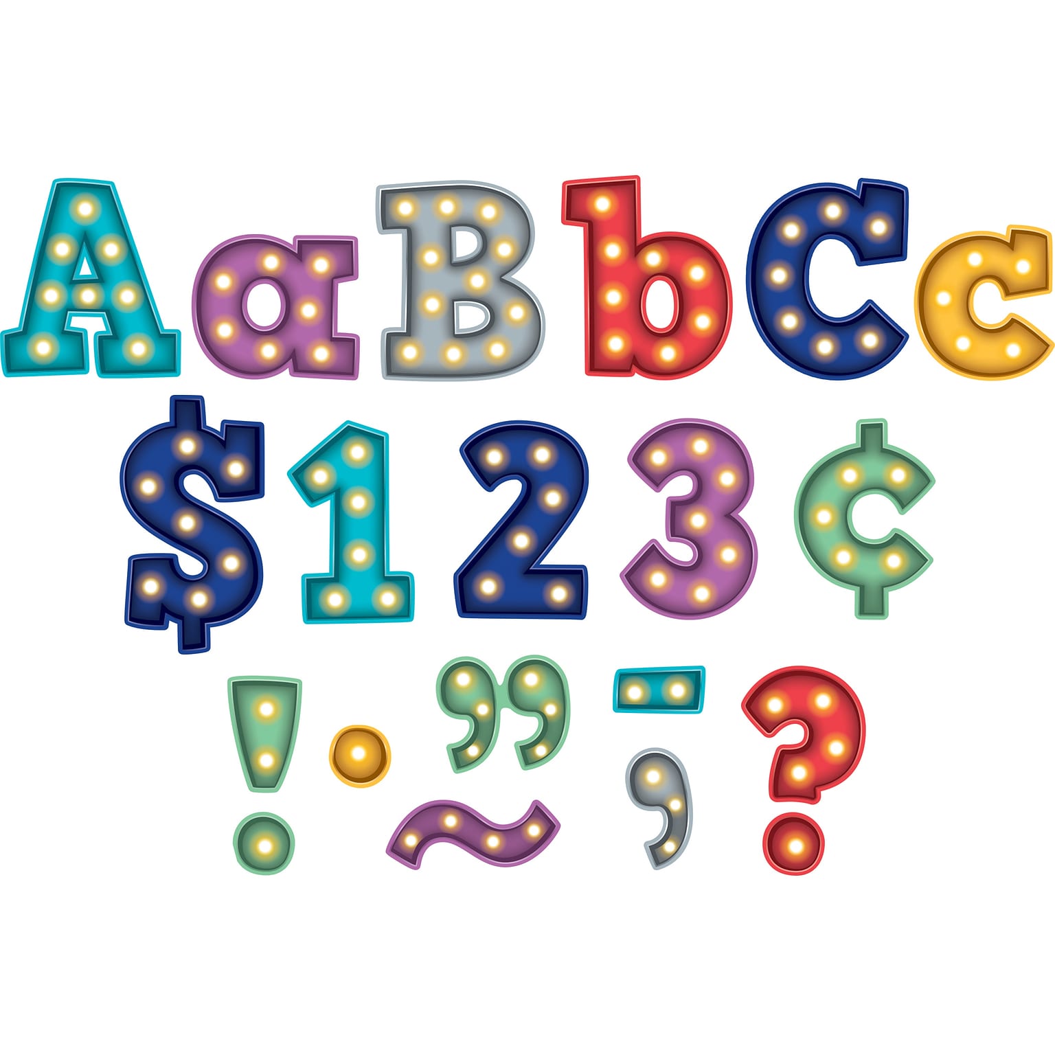 Teacher Created Resources 4 Marquee Bold Block Letters Combo Pack, Assorted Colors, 230 Pieces/Pack, 3 Packs (TCR5866-3)