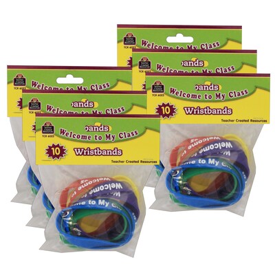 Teacher Created Resources® Welcome to My Class Wristbands, Assorted, 10/Pack, 6 Packs (TCR6023-6)