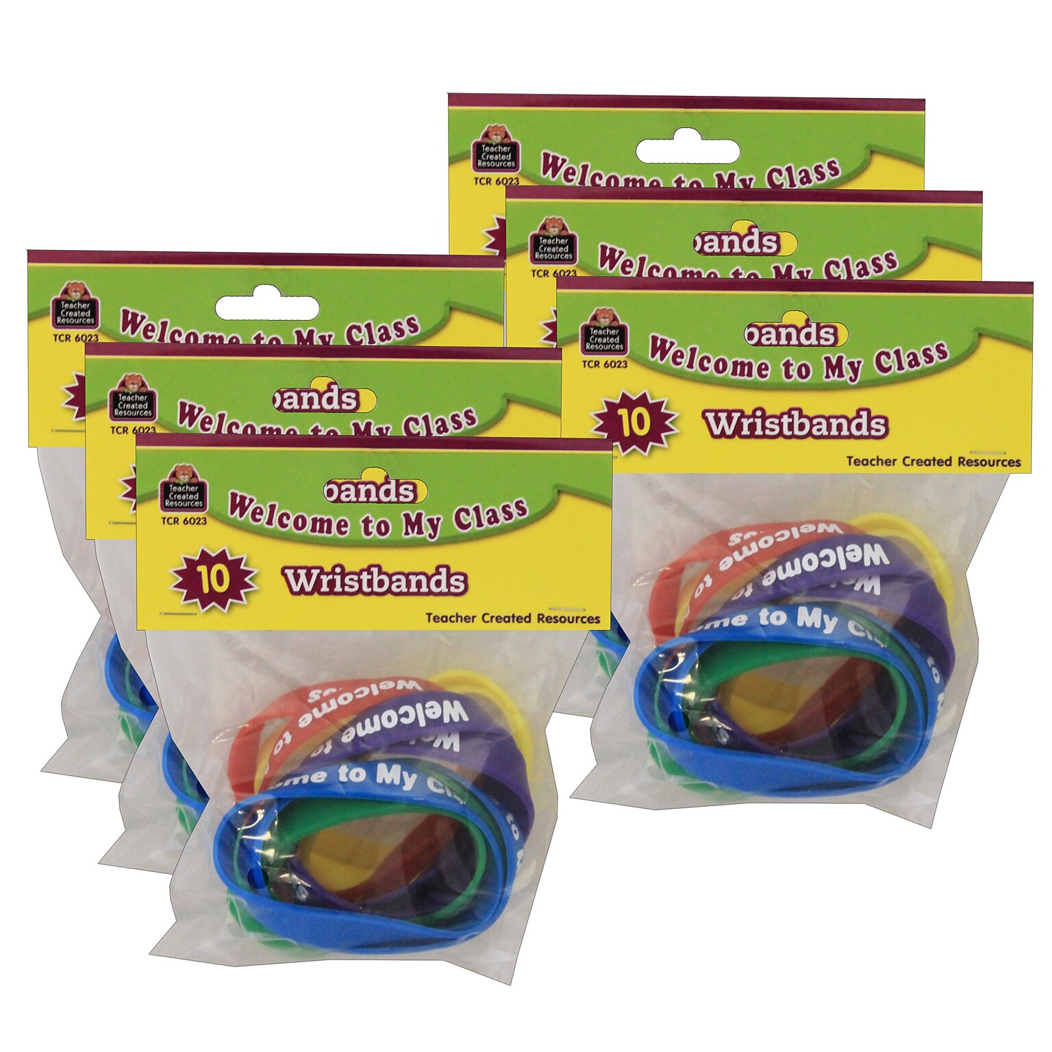 Teacher Created Resources® Welcome to My Class Wristbands, Assorted, 10 Per Pack, 6 Packs (TCR6023-6)