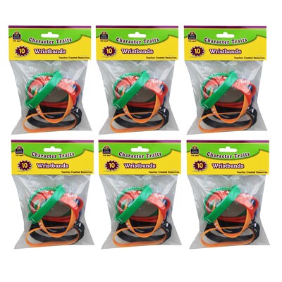 Teacher Created Resources® Character Traits Wristband, Assorted, 10/Pack, 6 Packs (TCR6569-6)