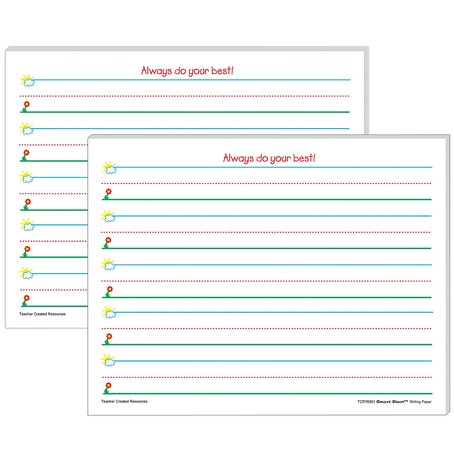 Teacher Created Resources Smart Start Handwriting Practice Paper, 8.5 x 11, White, 100 Sheets/Pack, 2 Packs/Bundle