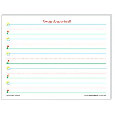Teacher Created Resources Smart Start Handwriting Practice Paper, 8.5 x 11, White, 100 Sheets/Pack