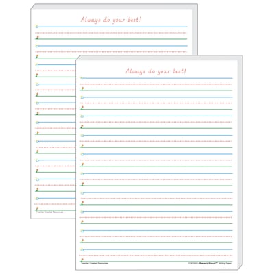 Teacher Created Resources 11 x 8.5 Smart Start 1-2, Writing Paper, White, 100 Sheets Per Pack, 2 P